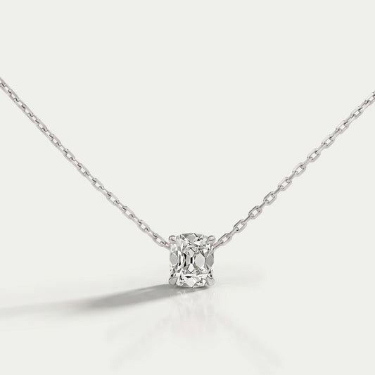Old Mine Cushion Solitaire Pendant Necklaces