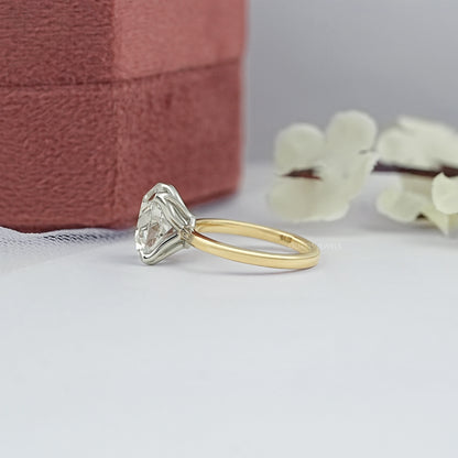 Solitaire Old Mine Cut Oval Diamond Engagement Ring Rings