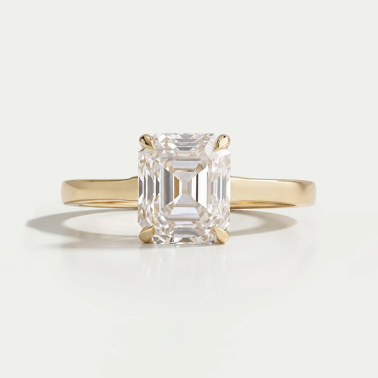 Old Mine Emerald Cut Lab Grown Diamond Solitaire Ring Rings