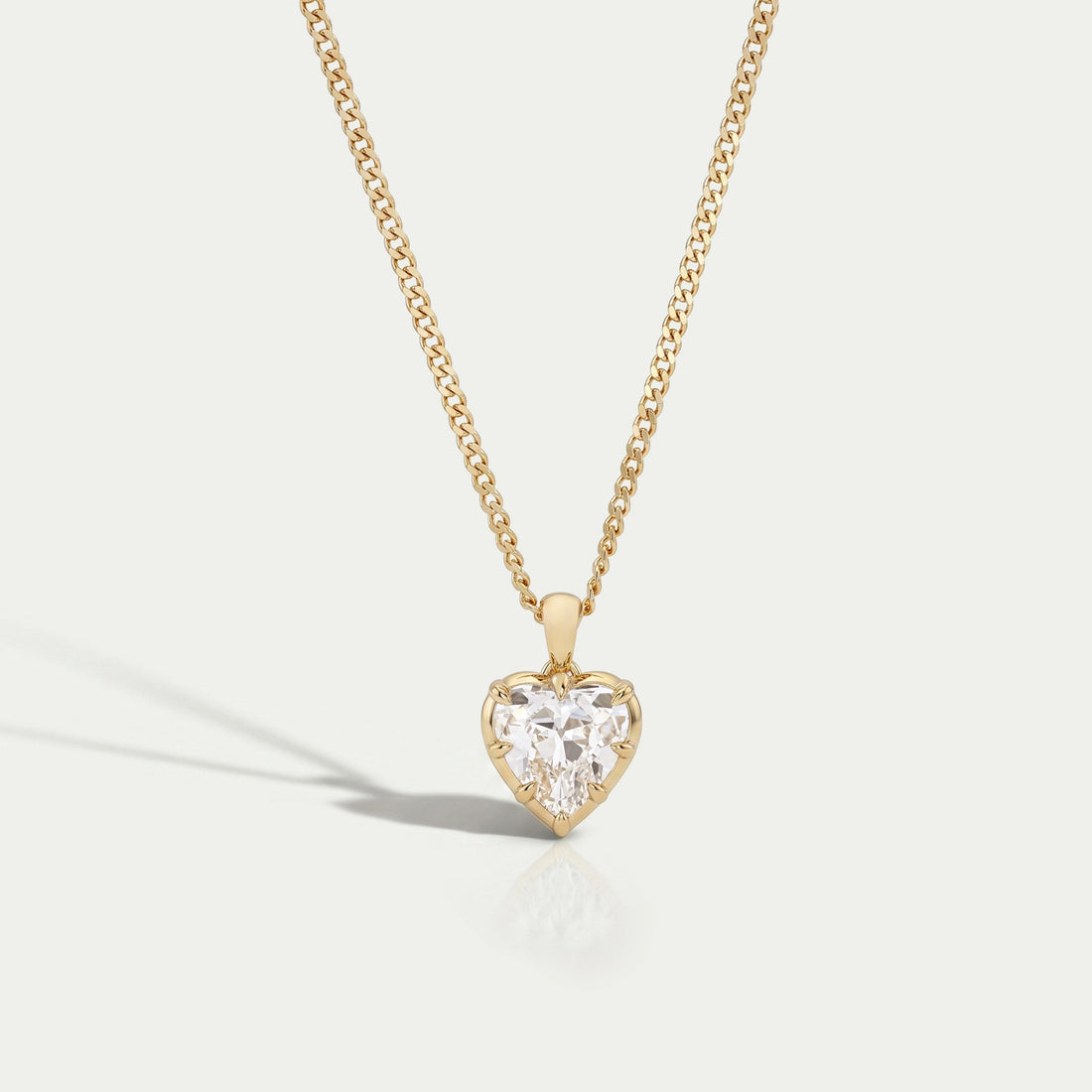Old Mine Heart Lab Diamond Solitaire Pendant Necklaces