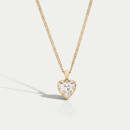 Old Mine Heart Lab Diamond Solitaire Pendant Necklaces