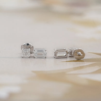 Old Mine Emerald And Asscher Diamond Drop Earrings Earrings