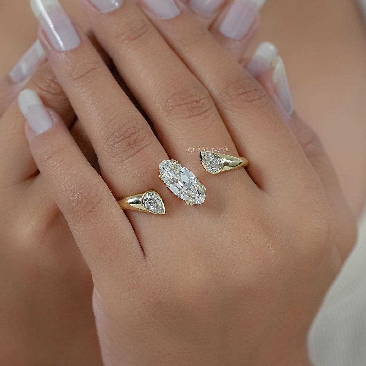 Lab Diamond Two Finger Trio Ring