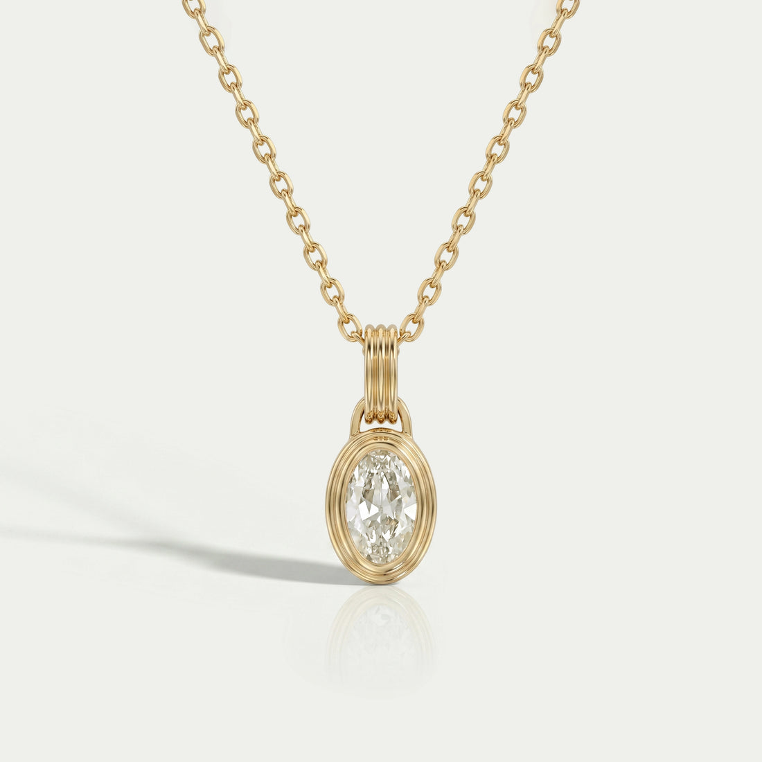 Old Mine Moval Lab Diamond Bezel Set Pendant Necklaces