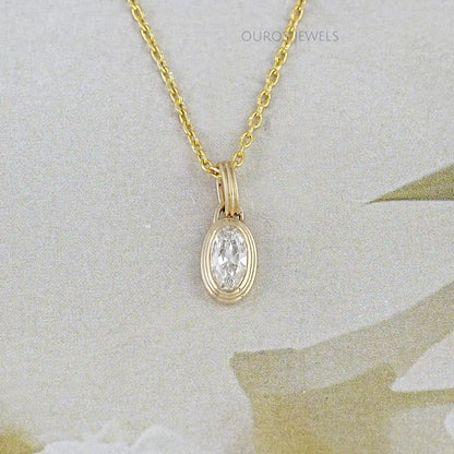 Old Mine Moval Lab Diamond Bezel Set Pendant Necklaces