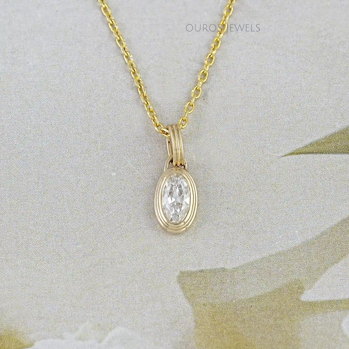 Old Mine Moval Lab Diamond Bezel Set Pendant
