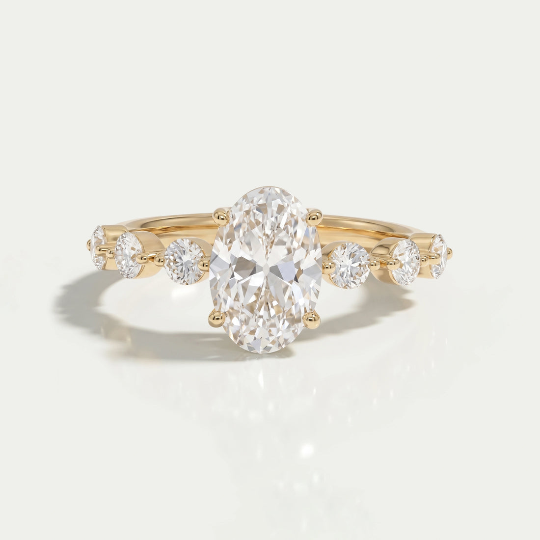 Old Mine Moval Cut Solitaire Accent Engagement Ring Ring