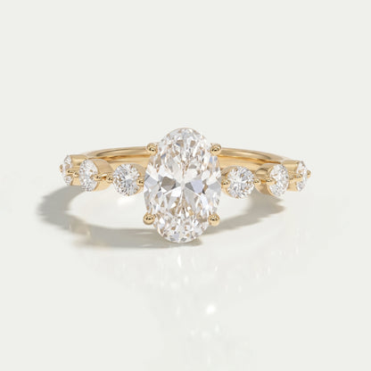 Old Mine Moval Cut Solitaire Accent Engagement Ring Ring