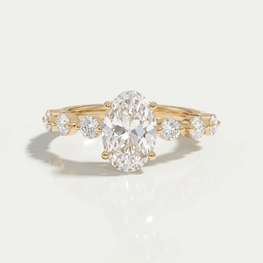 Old Mine Moval Cut Solitaire Accent Engagement Ring Ring