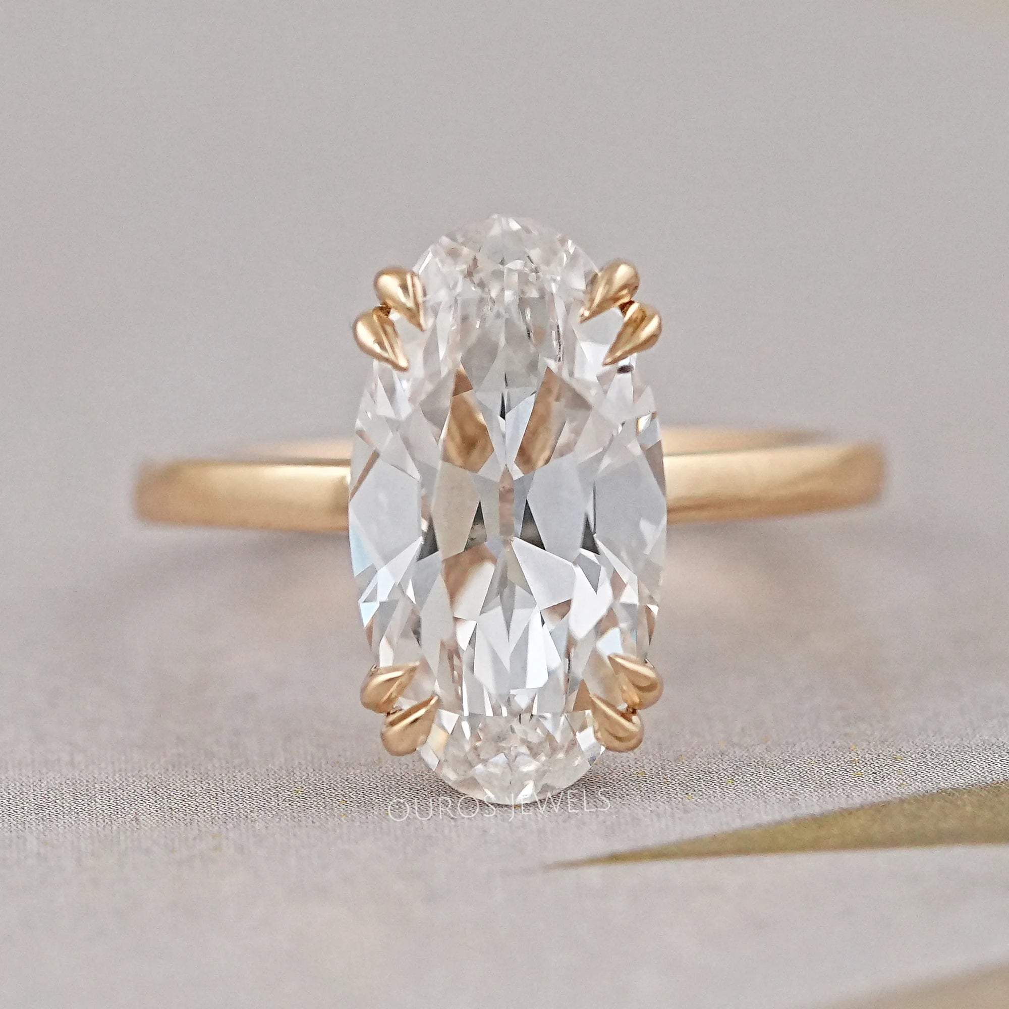 Old Mine Moval Cut Solitaire Engagement Ring Rings