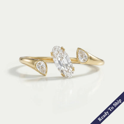 Lab Diamond Two Finger Trio Ring