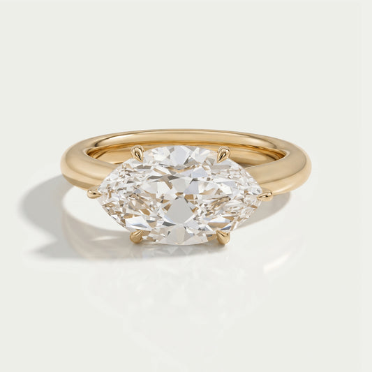 East West Old Mine Moval Lab Diamond Engagement Ring Ring