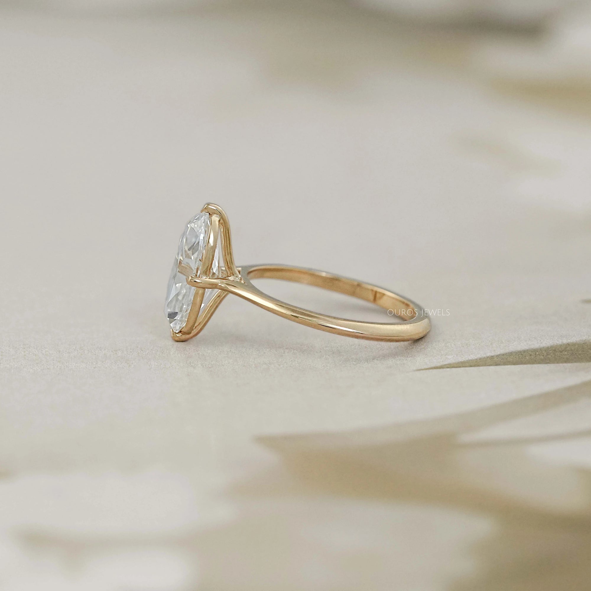 Old Mine Moval Lab Diamond Solitaire Engagement Ring Ring