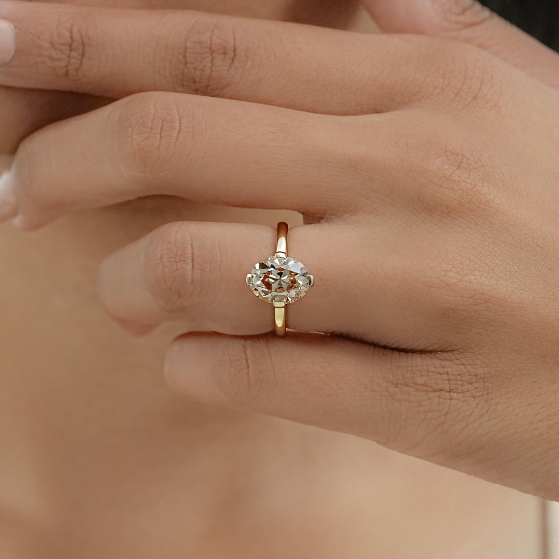 Champagne Old Mine Oval Cut Solitaire Ring Ring