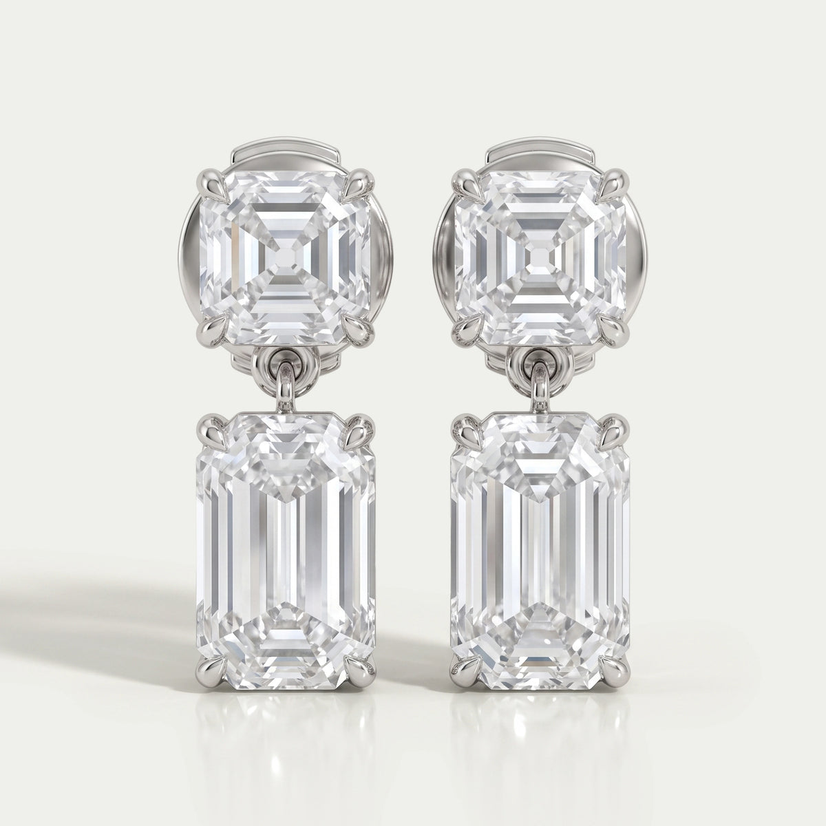Old Mine Emerald And Asscher Diamond Drop Earrings Earrings