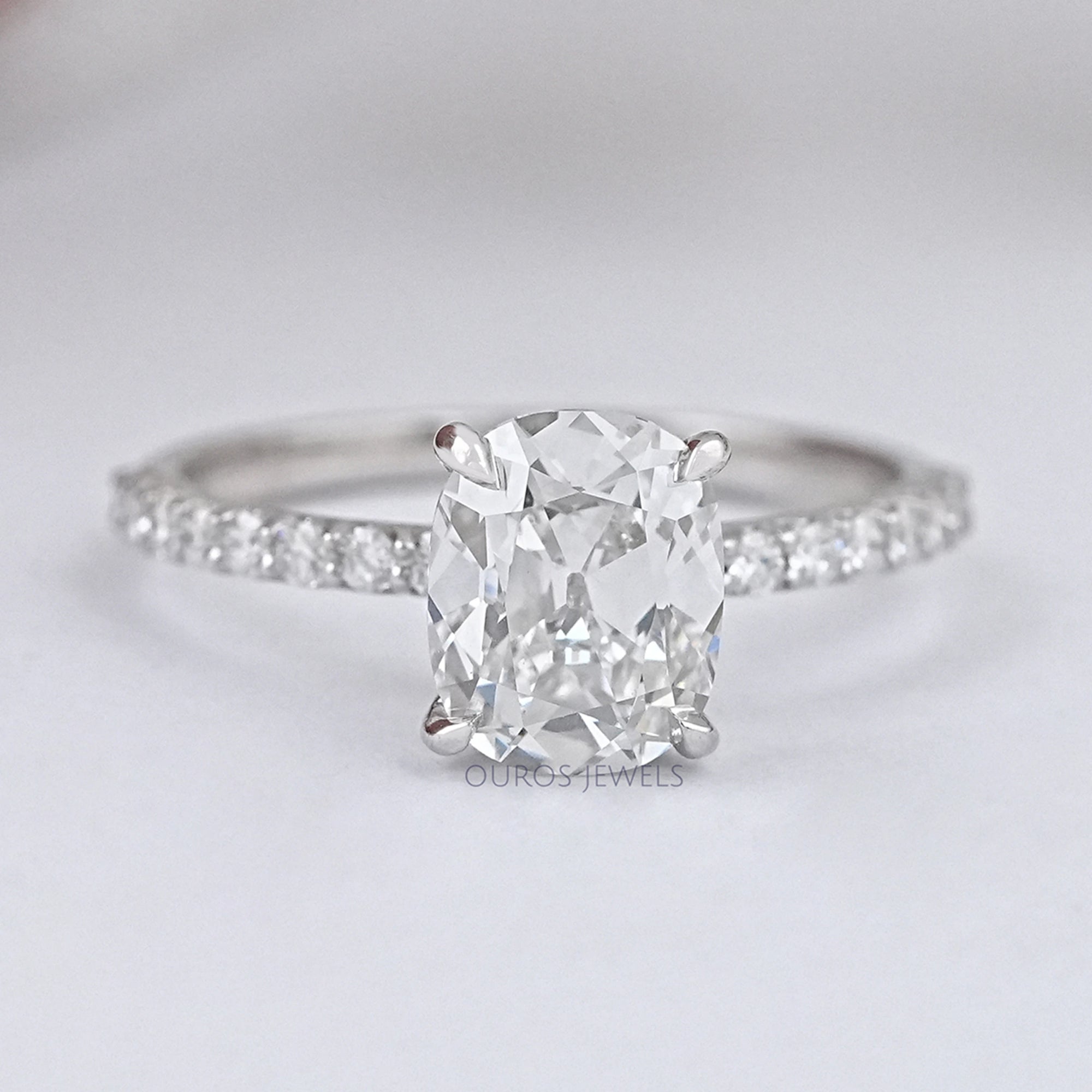 Old Mine Cushion Cut Solitaire Accent Ring Ring