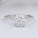 front view of old mine cushion cut lab diamond solitaire accent wedding ring