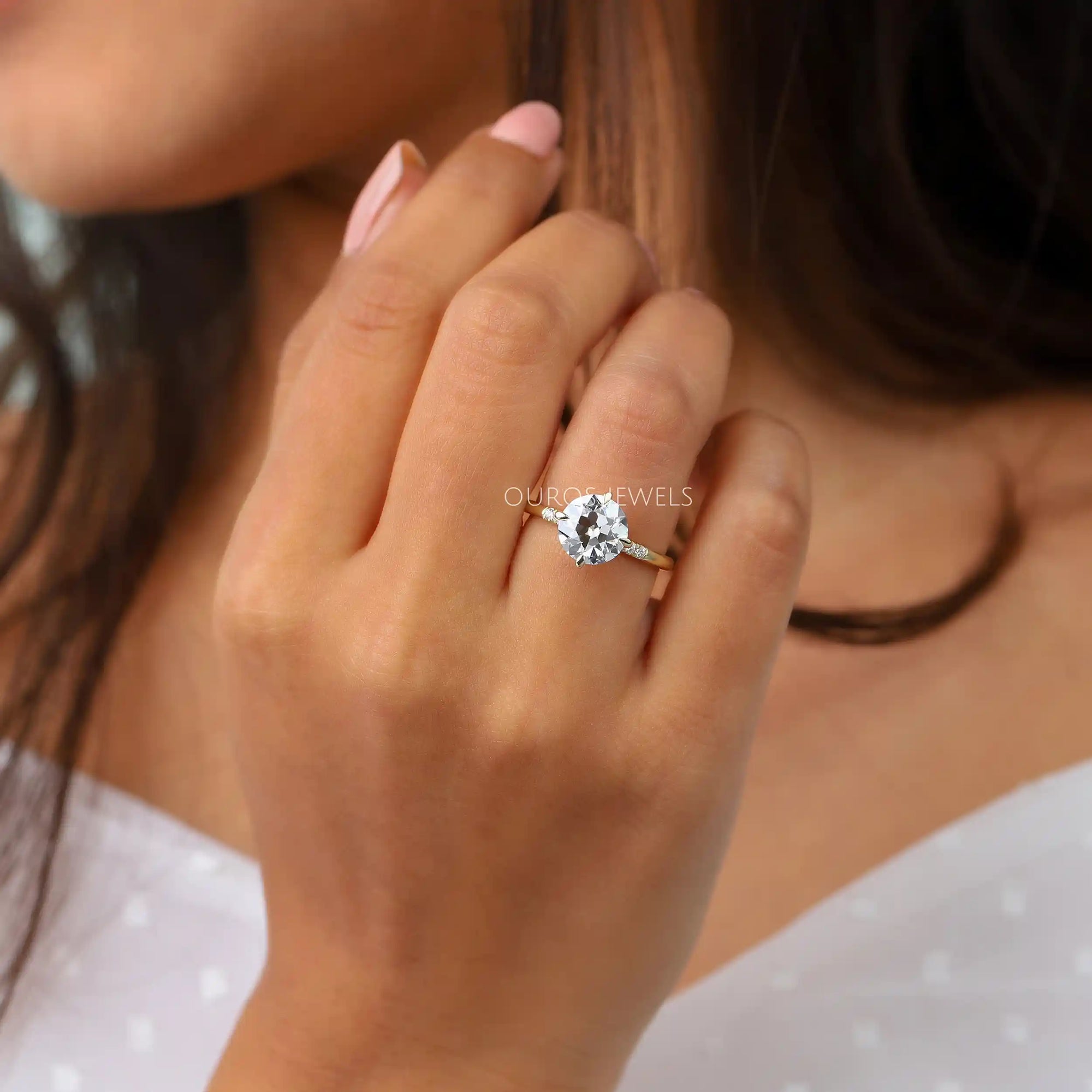 Old European Round Cut Solitaire Engagement Ring Rings