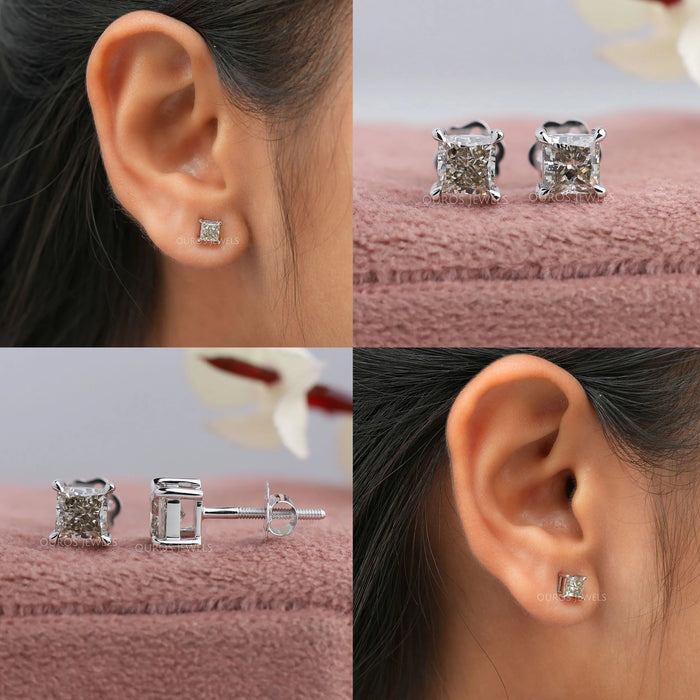 Olive Princess Lab Solitaire Stud Earrings