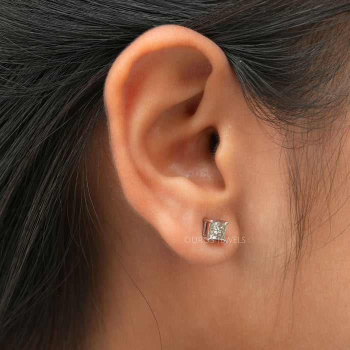 Olive Princess Lab Solitaire Stud Earrings