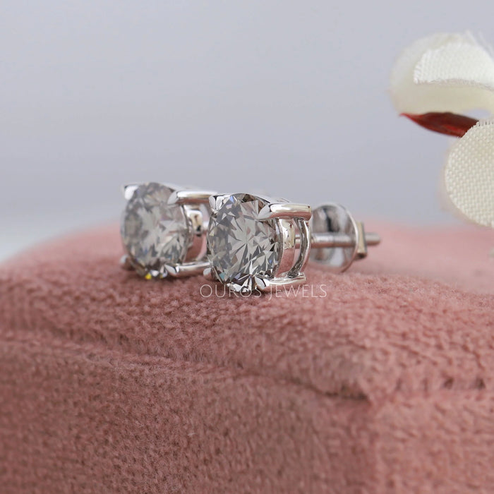Round Cut Lab Grown Diamond Stud Earrings