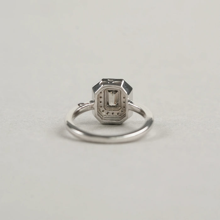 Olive Emerald Cut Double Halo Lab Diamond Ring