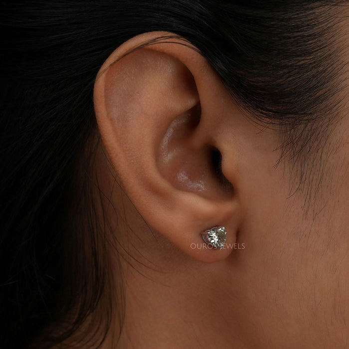 Heart Cut Lab Diamond Back Stud Earrings