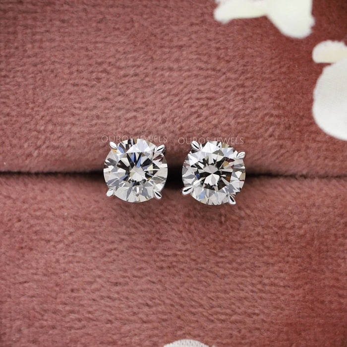 Round Cut Lab Grown Diamond Stud Earrings