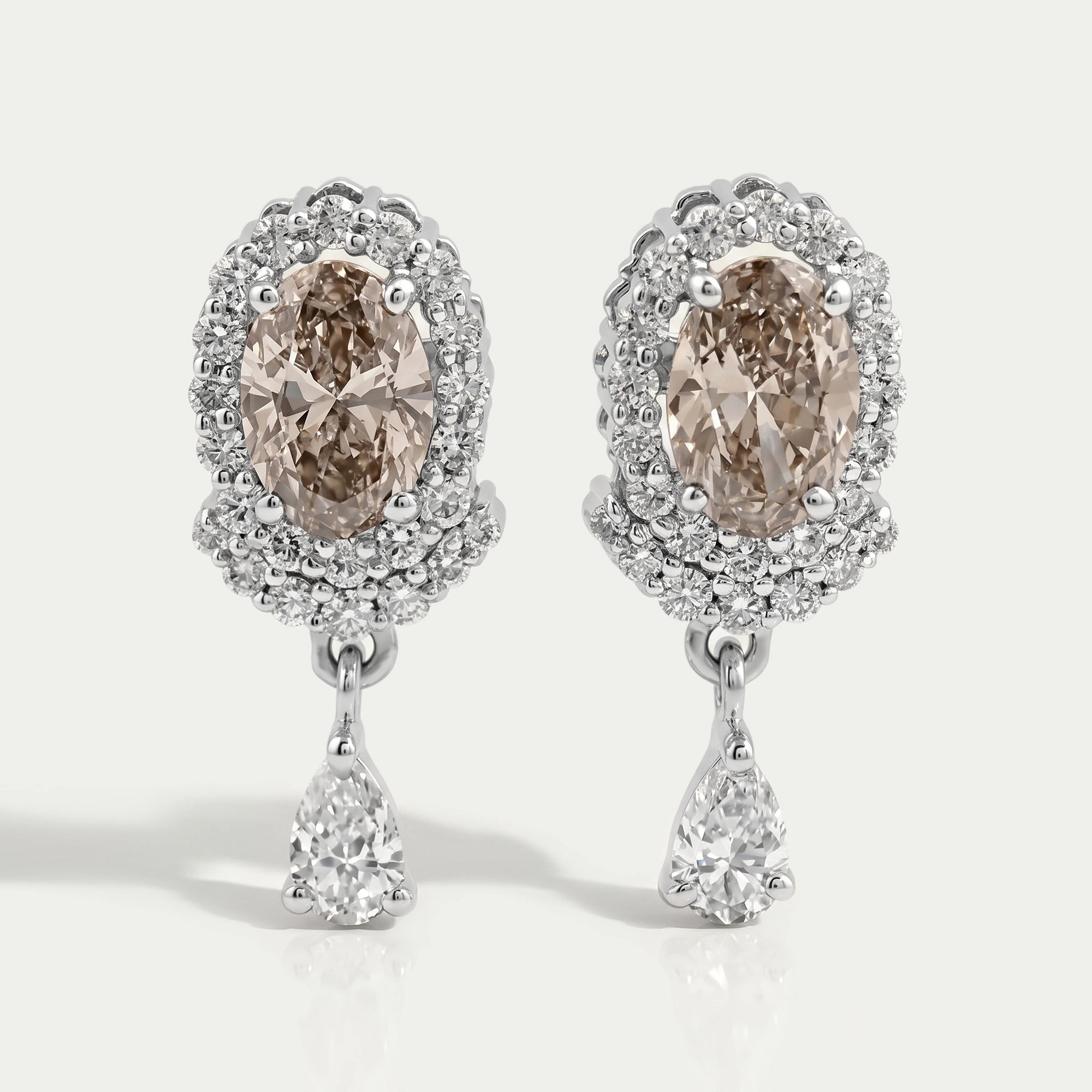 Olive Oval Cut Lab Diamond Drop Earrings