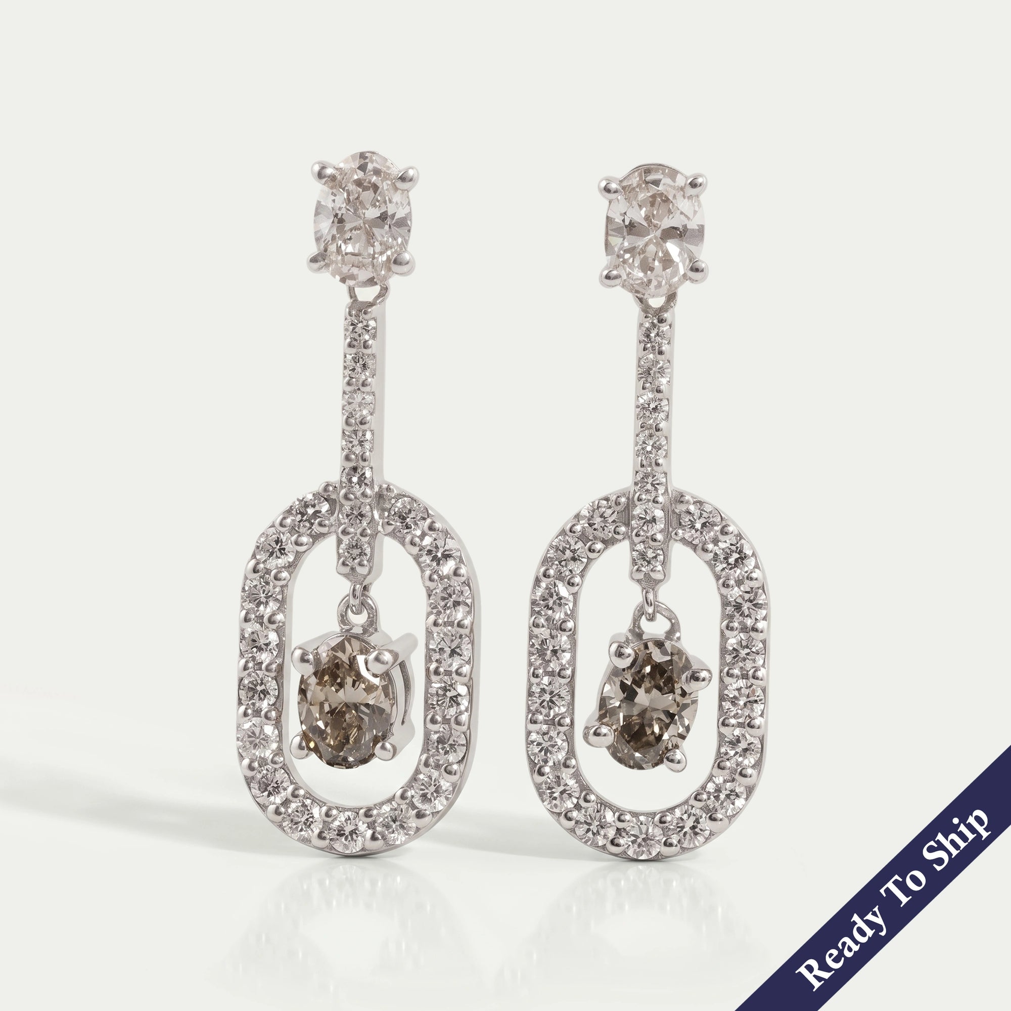 Olive Oval Lab Diamond Halo Drop Earrings Earrings