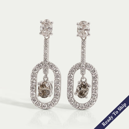 Olive Oval Lab Diamond Halo Drop Earrings Earrings
