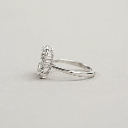 Unique Floral Shape Olive Pear Cut Halo Lab Diamond Ring