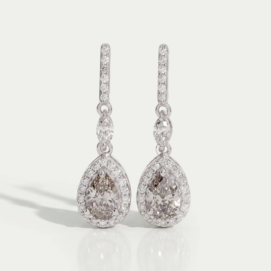 Olive Pear Shape Halo Drop Dangle Earrings Earrings