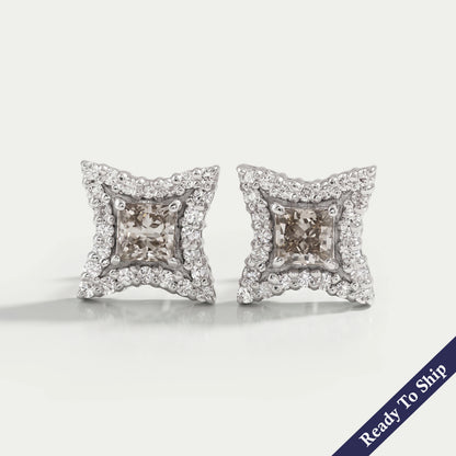 Olive Princess Lab Diamond Halo Stud Earrings Earring