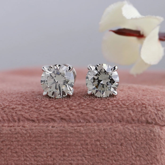 Round Cut Lab Grown Diamond Stud Earrings