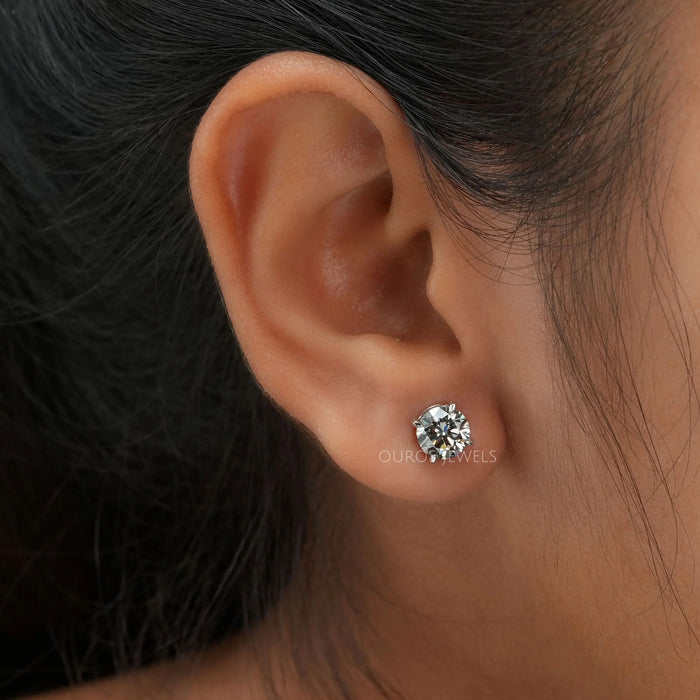 Round Cut Lab Grown Diamond Stud Earrings