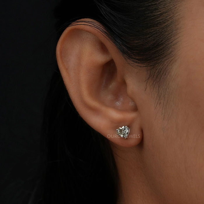 Heart Cut Lab Diamond Back Stud Earrings