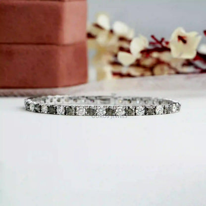 3.80 MM Fancy Color Round Cut Diamond Tennis Bracelet Olive_EF VS Bracelet