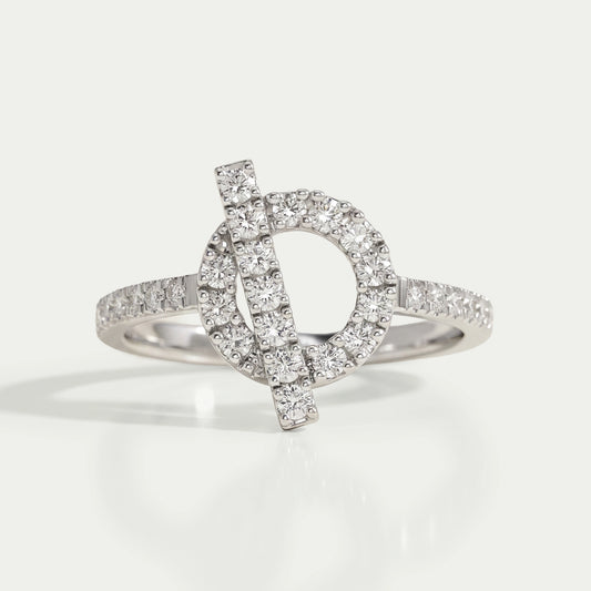 Open Circle Round Diamond Loop Engagement Ring Ring