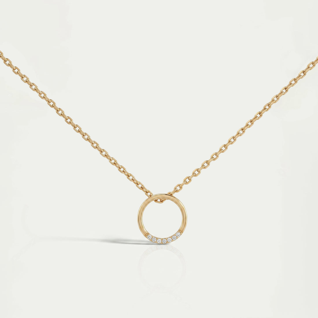 Open Circle Round Lab Diamond Pendant Necklaces