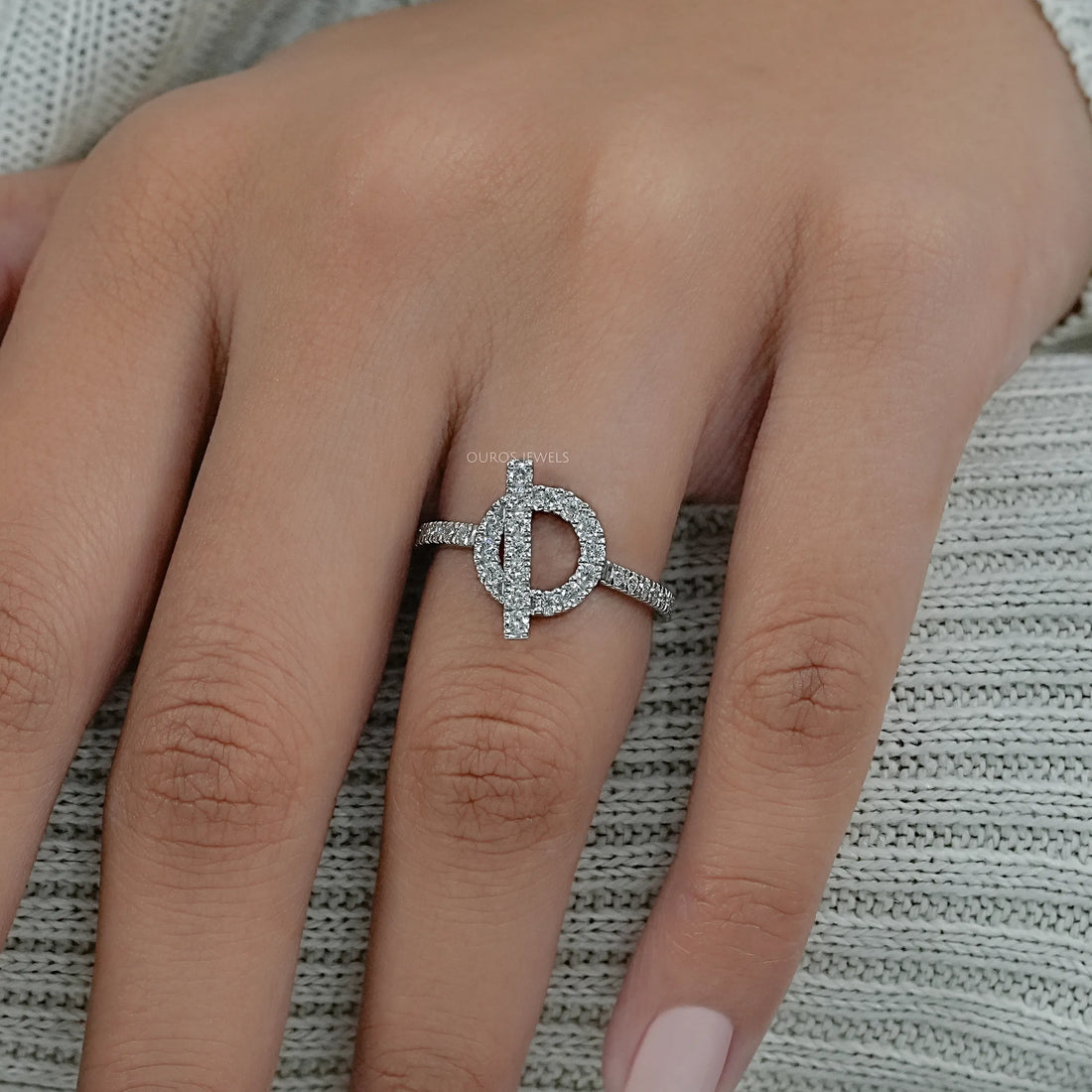 Open Circle Round Diamond Loop Engagement Ring Ring