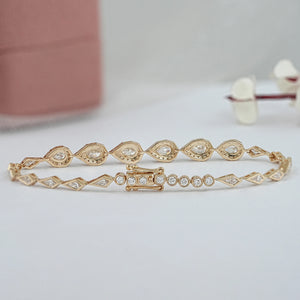 Step Cut Pear Halo Diamond Bracelet