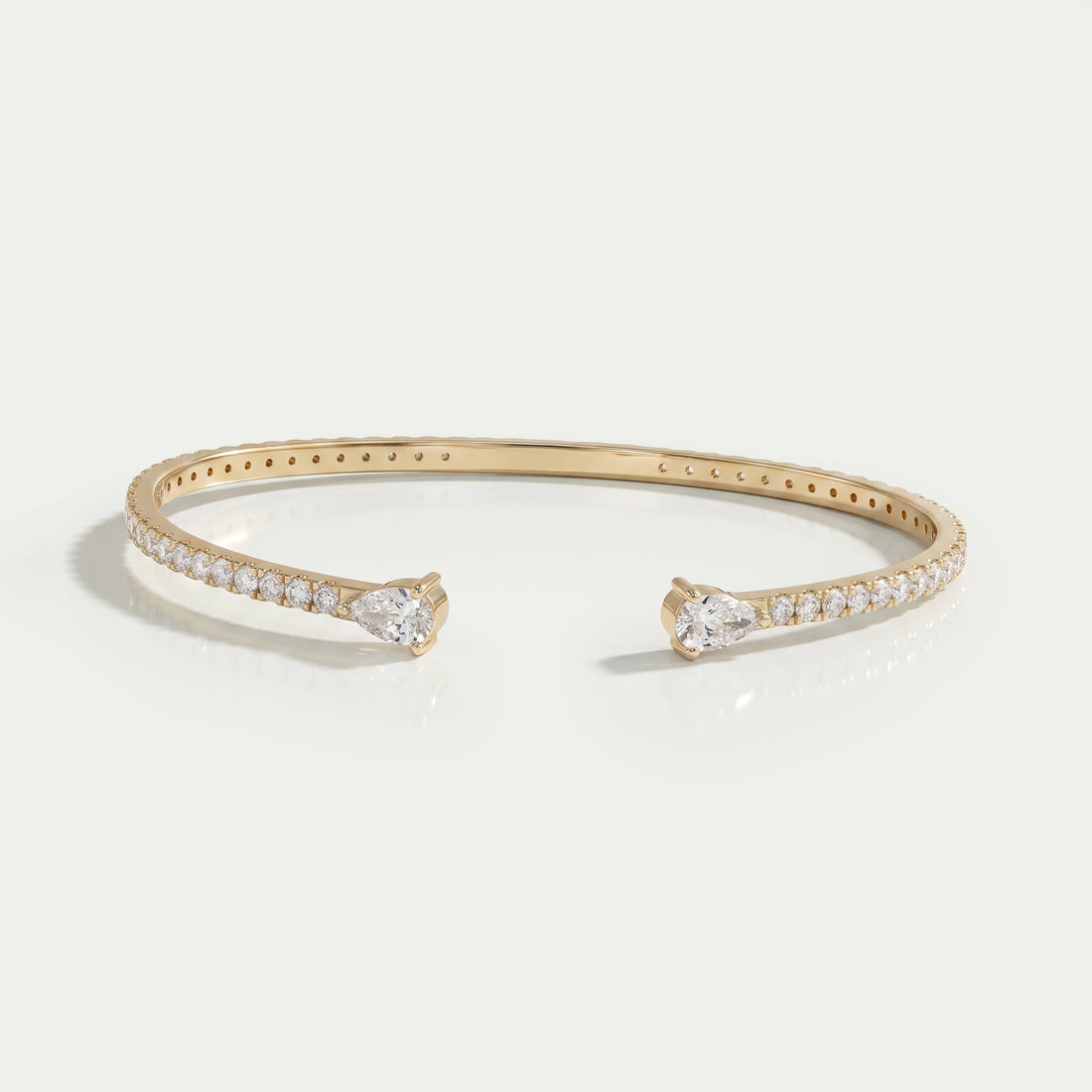 Pear and Round Lab Grown Diamond Open Cuff Bangle Bracelet