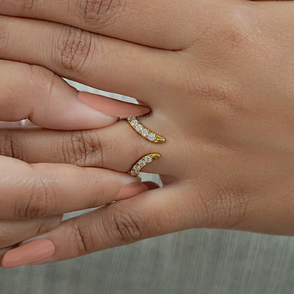 Open Cuff Lab Diamond Curved Wedding Band Ring
