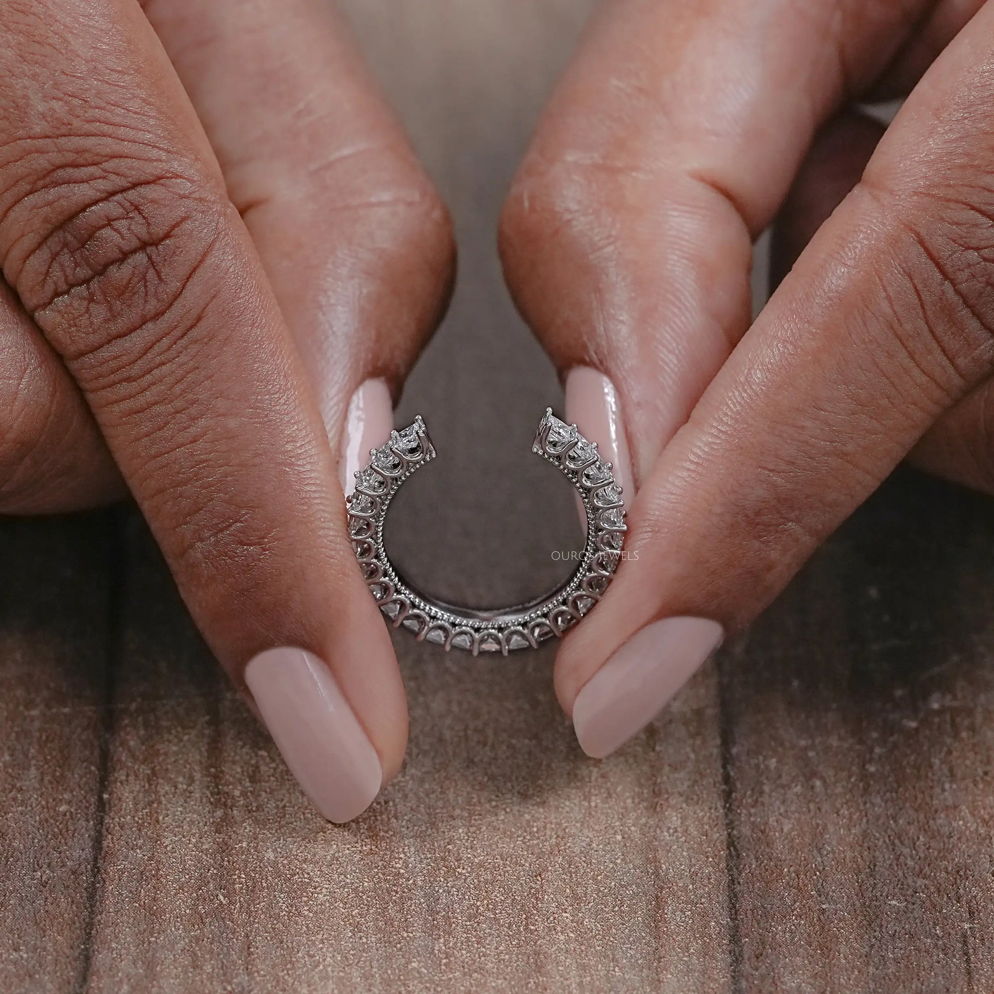 Open Cuff Princess Lab Diamond Eternity Band Rings