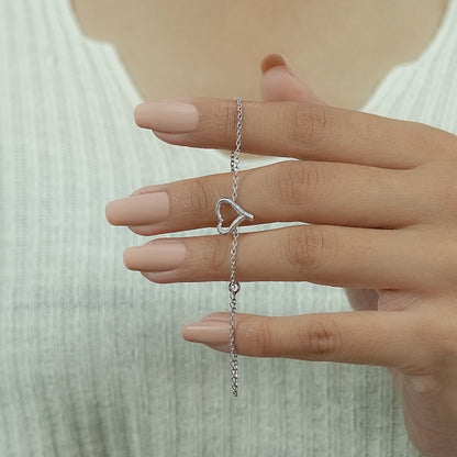 Open Heart Shape Round Diamond Chain Bracelet Bracelet
