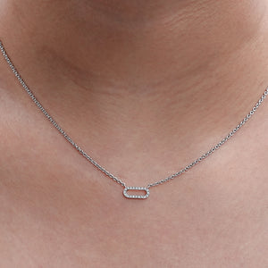 Open Rectangle Round Lab Diamond Link Pendant