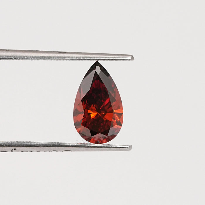 red pear cut lab grown diamond 