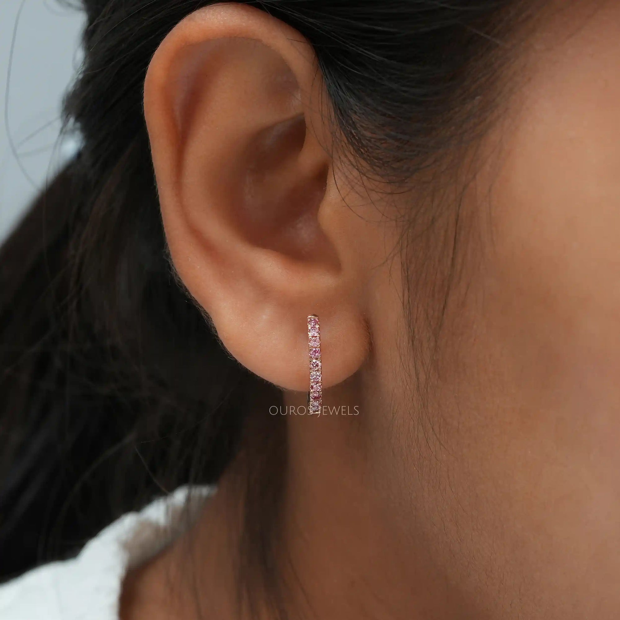 Fancy Color Round Cut Lab Diamond Hoop Earrings Earring