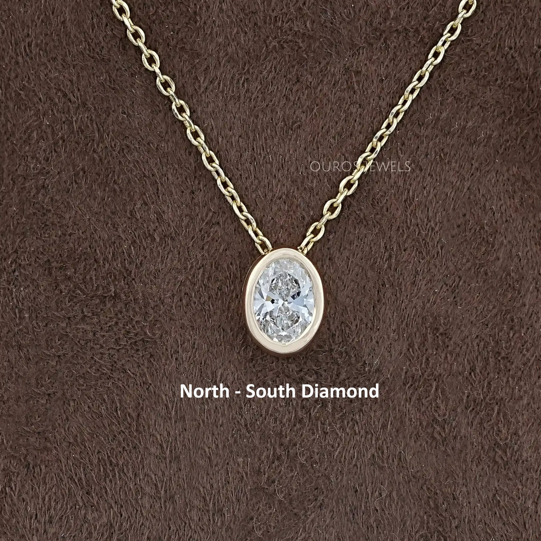 Oval Lab Diamond Bezel Set Solitaire Pendant Necklaces